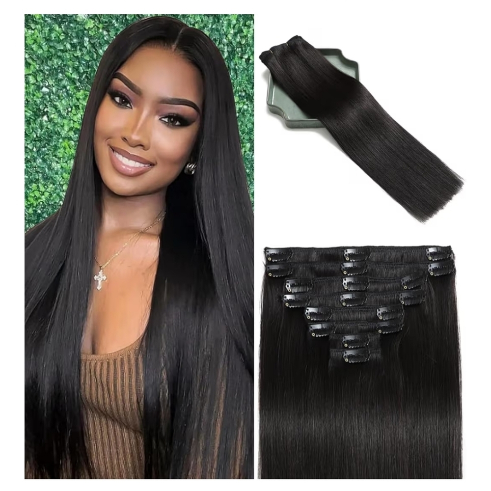 Clip in Hair Extensions - Real Human Hair, 20 inch